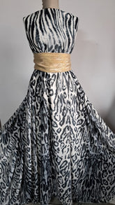 Crep regal Imprimeu Animal Print, in nuanțe de gri si negru VOAL1227